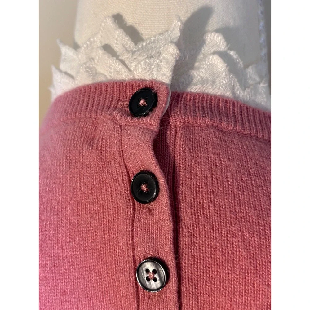 Boden Pink Ruffle Eyelet Collar Knit Sweater US 2 UK 6 Long Sleeve Button Back - Picture 6 of 6